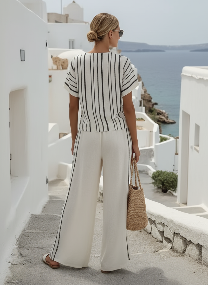 Calista Drape Two-Piece Set with Cross Belt