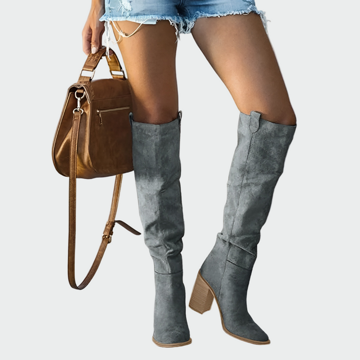 High Western Style Boots with Stable Heel
