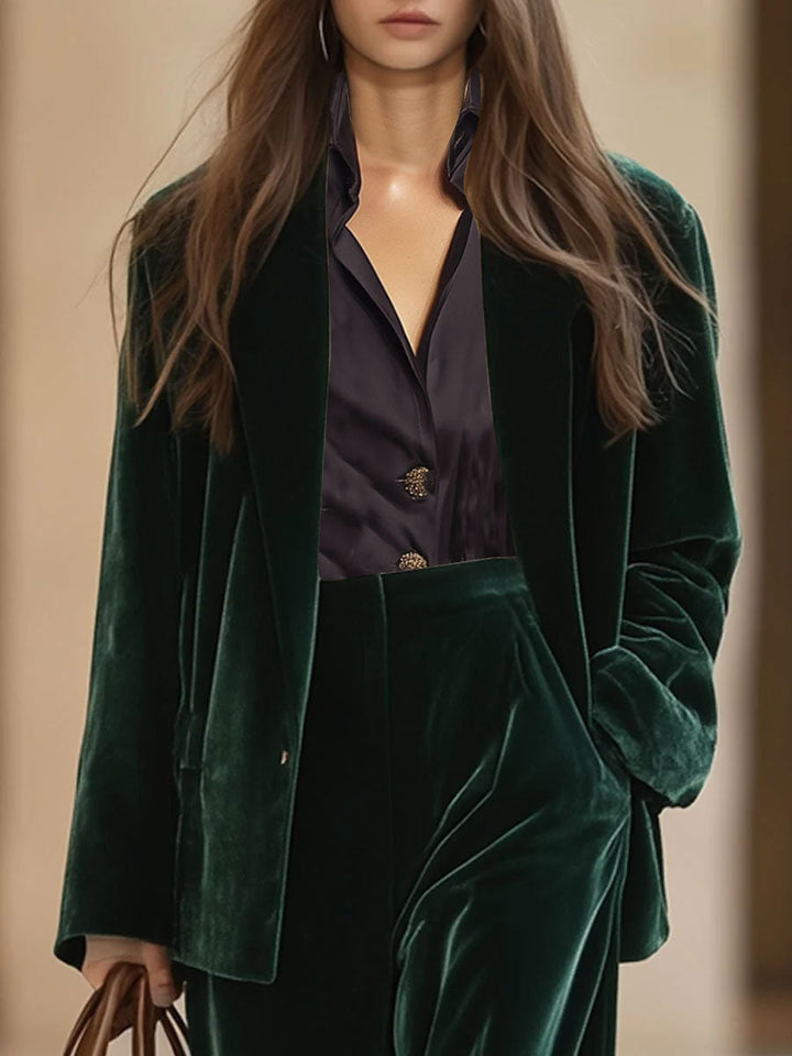 【24-hour shipping out】Casual Loose Vintage Pocket Velvet Blazer