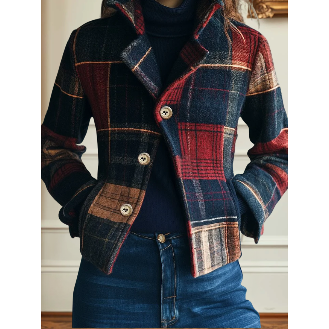 Winslow & Co. Plaid Jacket with Stand Collar