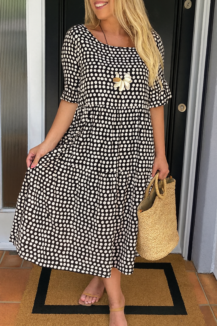 Atelier Nuit – Short-Sleeve Midi Dress