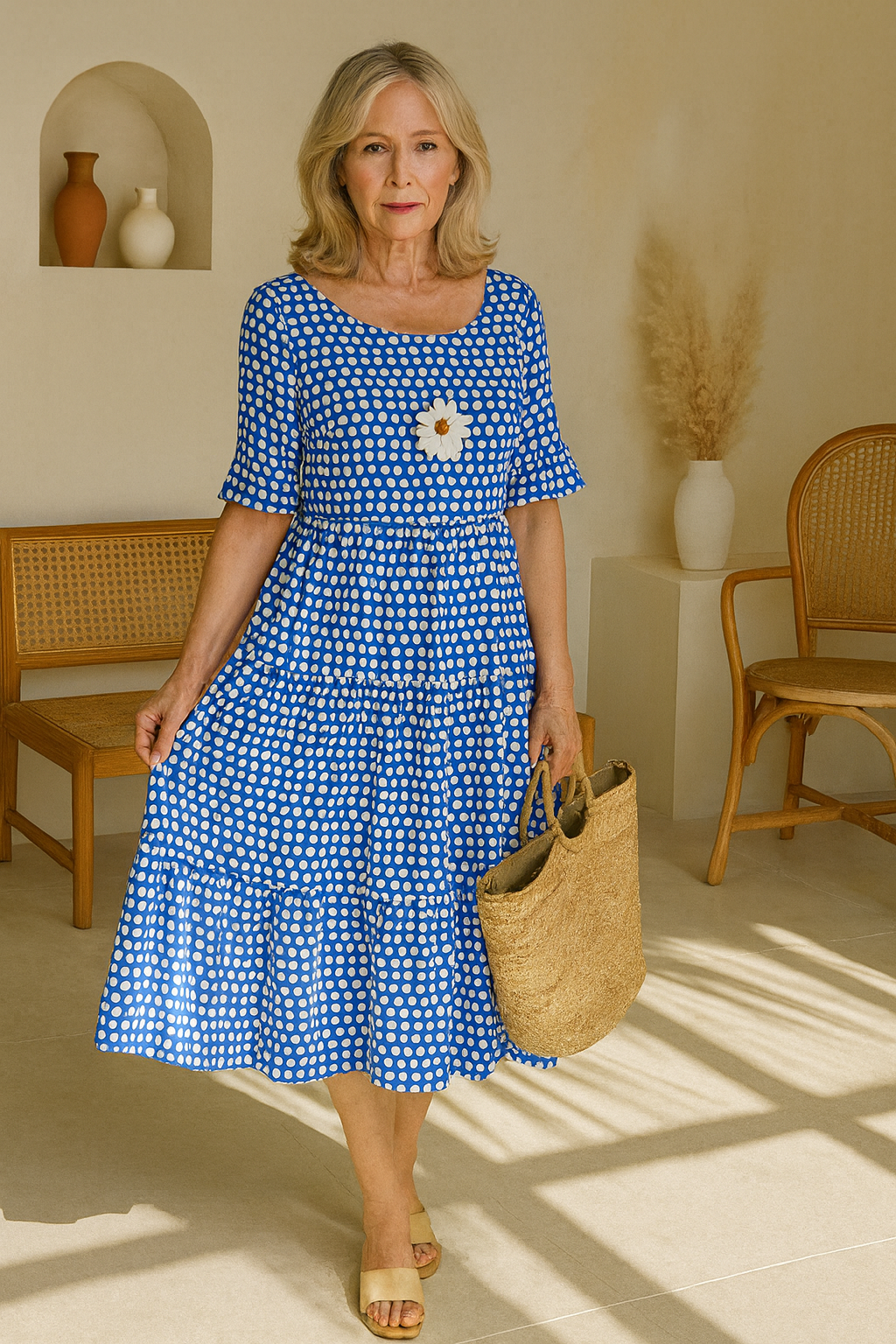 Atelier Nuit – Short-Sleeve Midi Dress