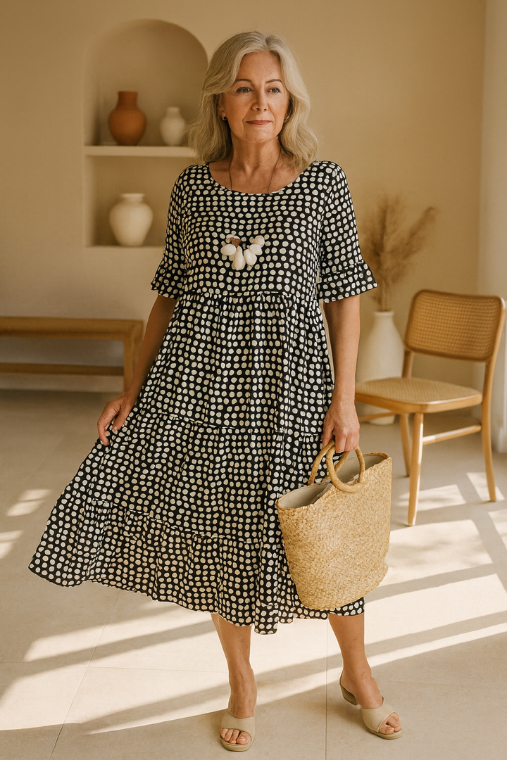 Atelier Nuit – Short-Sleeve Midi Dress