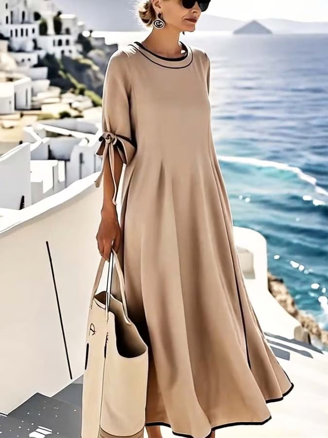 Calista Drape Loose Dress with Bow and Straps
