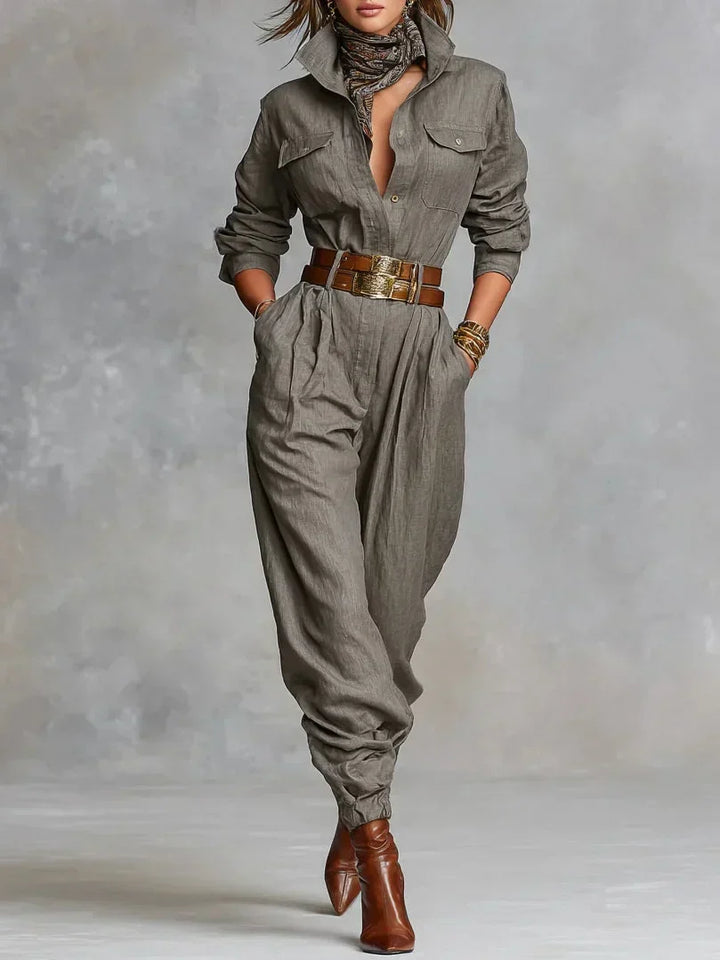 Magda | Cotton-linen jumpsuit with long sleeves
