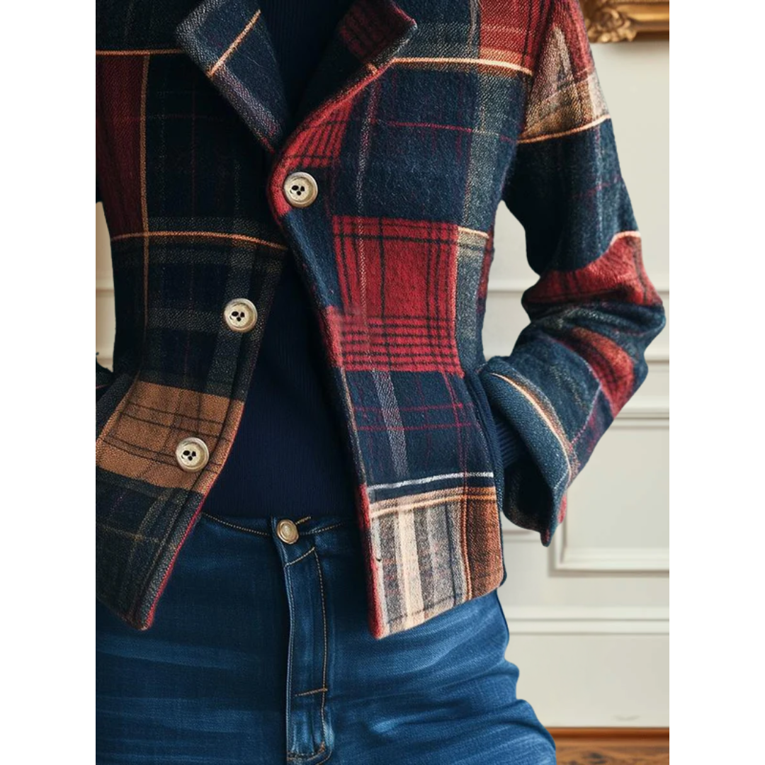 Winslow & Co. Plaid Jacket with Stand Collar