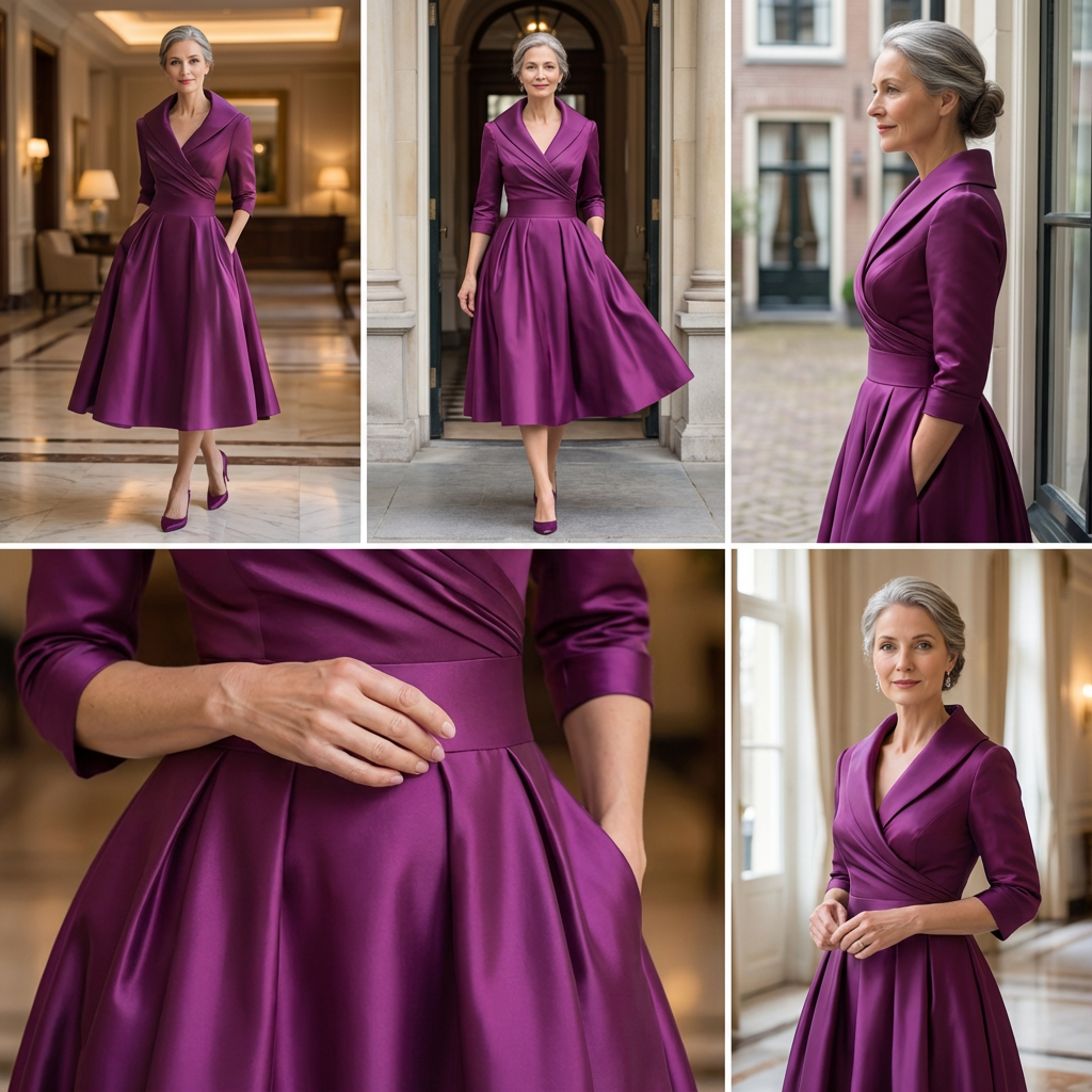 Rosalie | Elegant midi dress with subtle sheen