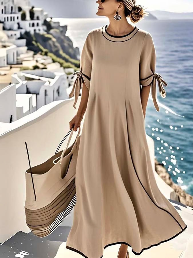 Calista Drape Loose Dress with Bow and Straps