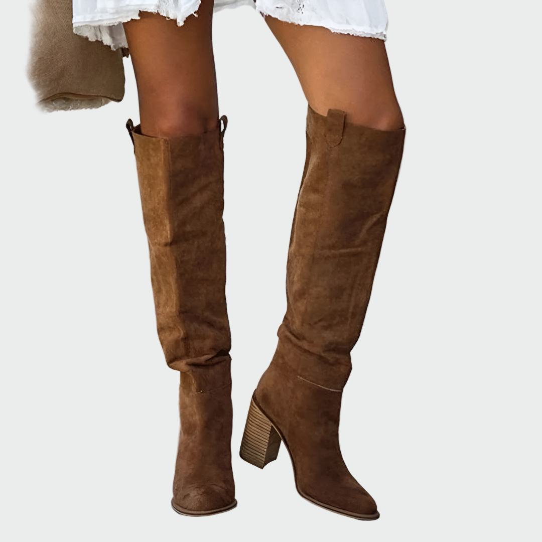 High Western Style Boots with Stable Heel