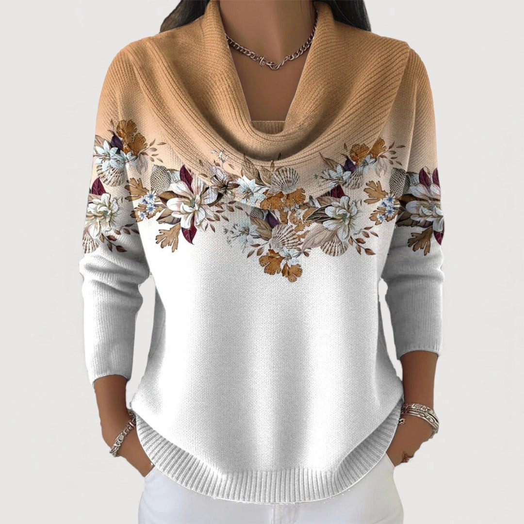 Harper Lane | Floral Sweater with Soft Collar