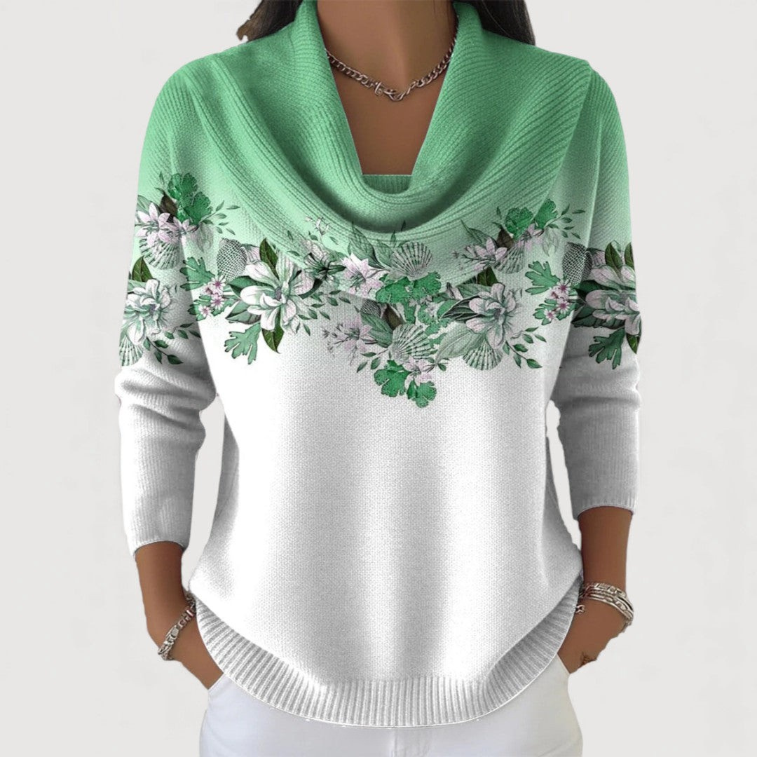 Harper Lane | Floral Sweater with Soft Collar
