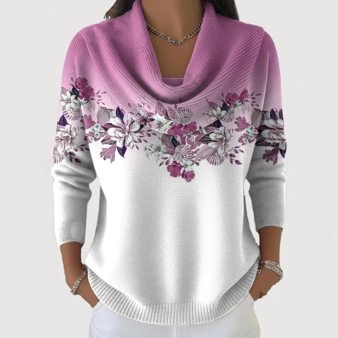 Harper Lane | Floral Sweater with Soft Collar