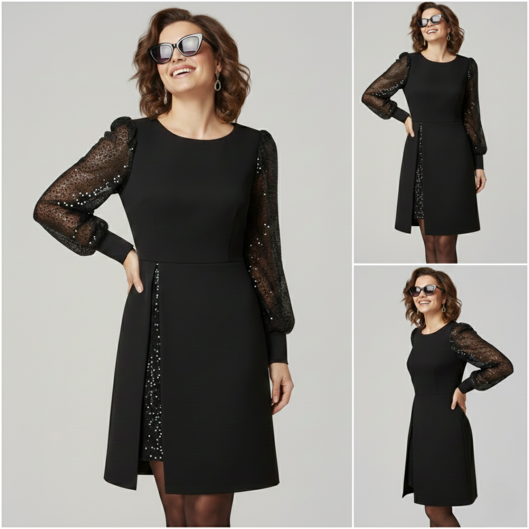 Everly | Elegant Dress with Jewel Sleeves