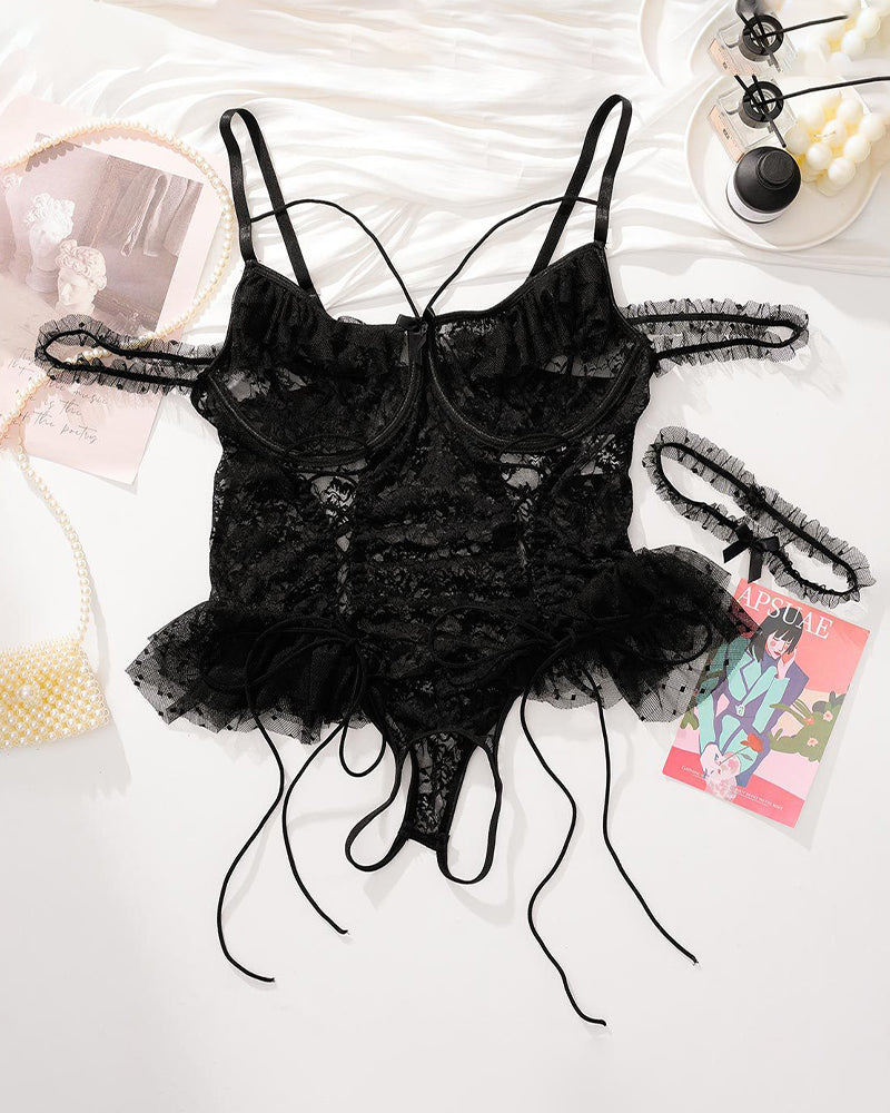 Atelier Nuit – Floral Lace Bodysuit for Curvy Women