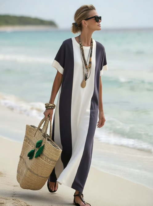 Calista Drape Long Beach Dress