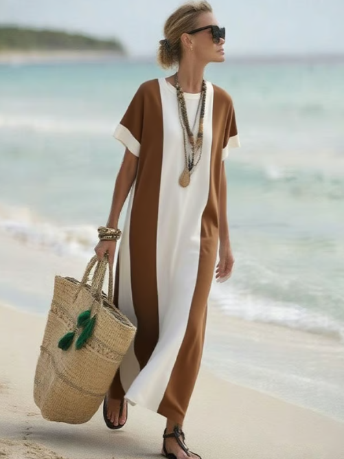 Calista Drape Long Beach Dress