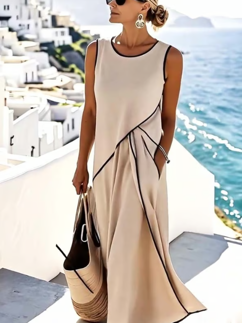 Calista Drape Elegant Pleated Sleeveless Dress