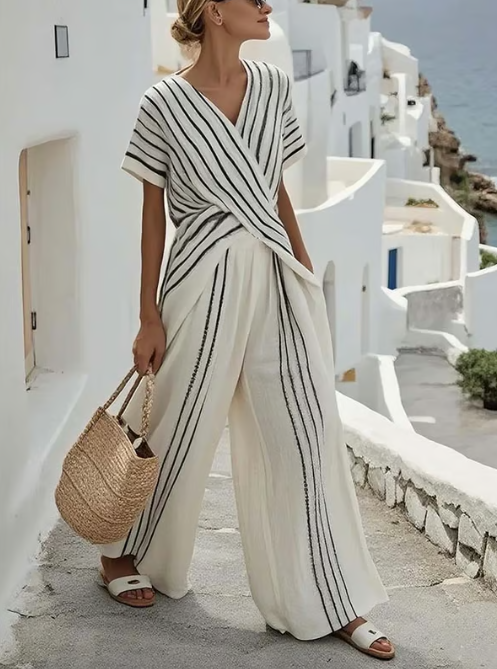 Calista Drape Two-Piece Set with Cross Belt