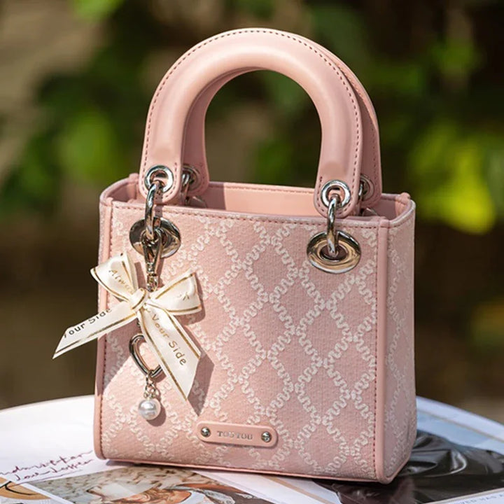 Pearl Bow Jacquard Bag