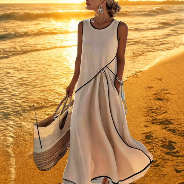 Calista Drape Elegant Pleated Sleeveless Dress