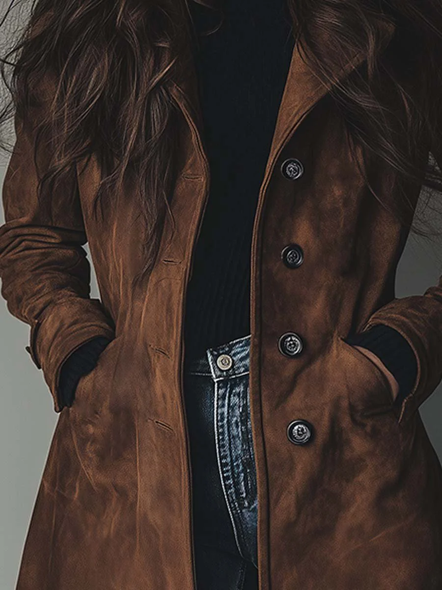 Winslow & Co. | Vintage Style Suede Trench Coat