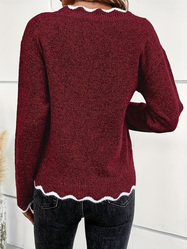 Éléonore™ | Scalloped V-Neck Sweater