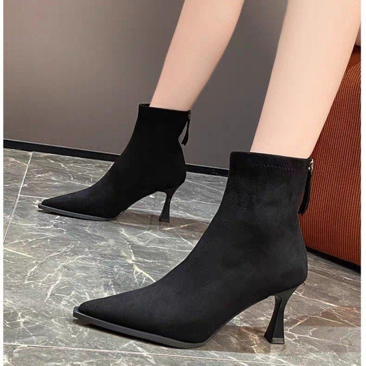 Elara | Elegant Pointed Ankle Boots with Slim Heel