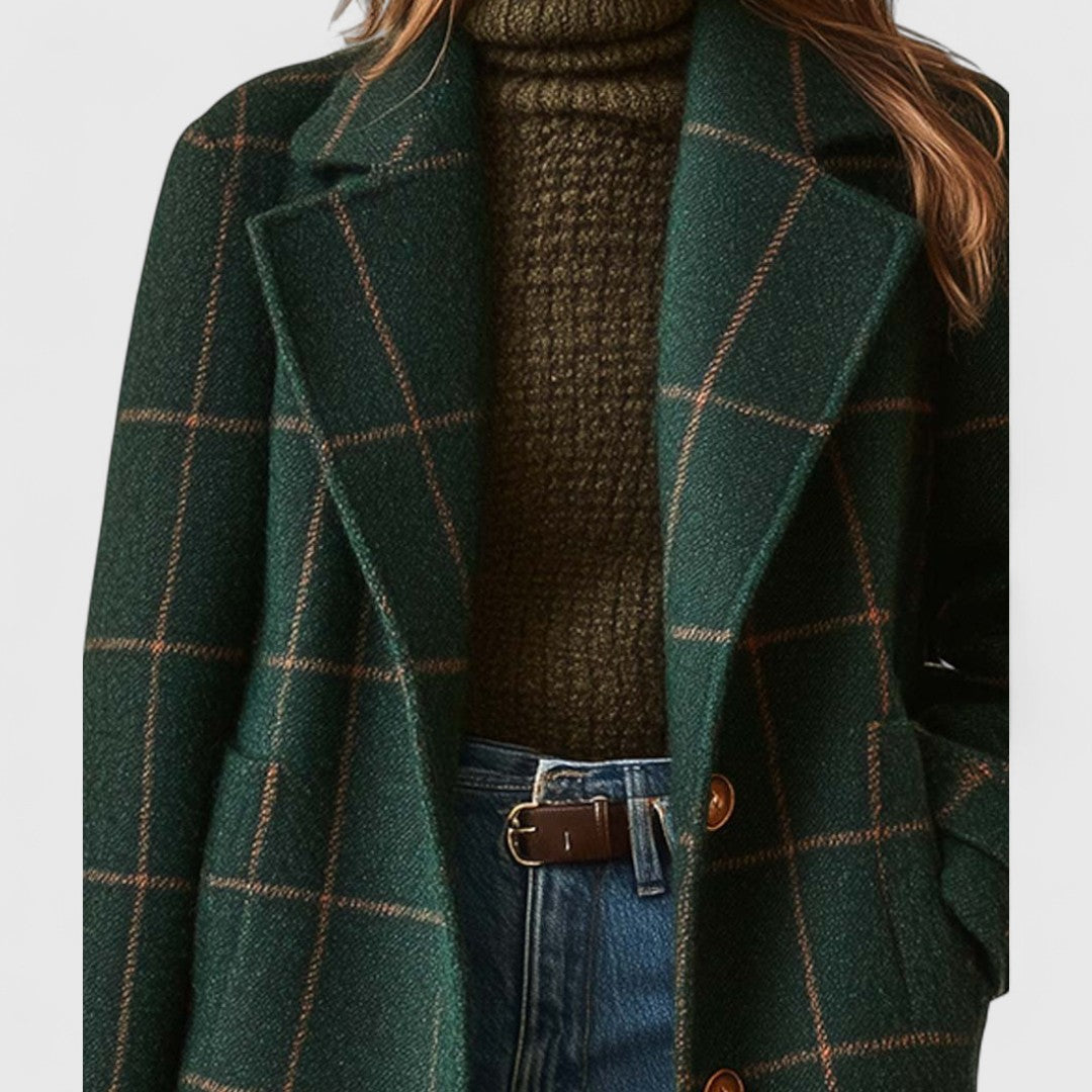 Winslow & Co. Windowpane Check Coat - Forest Green